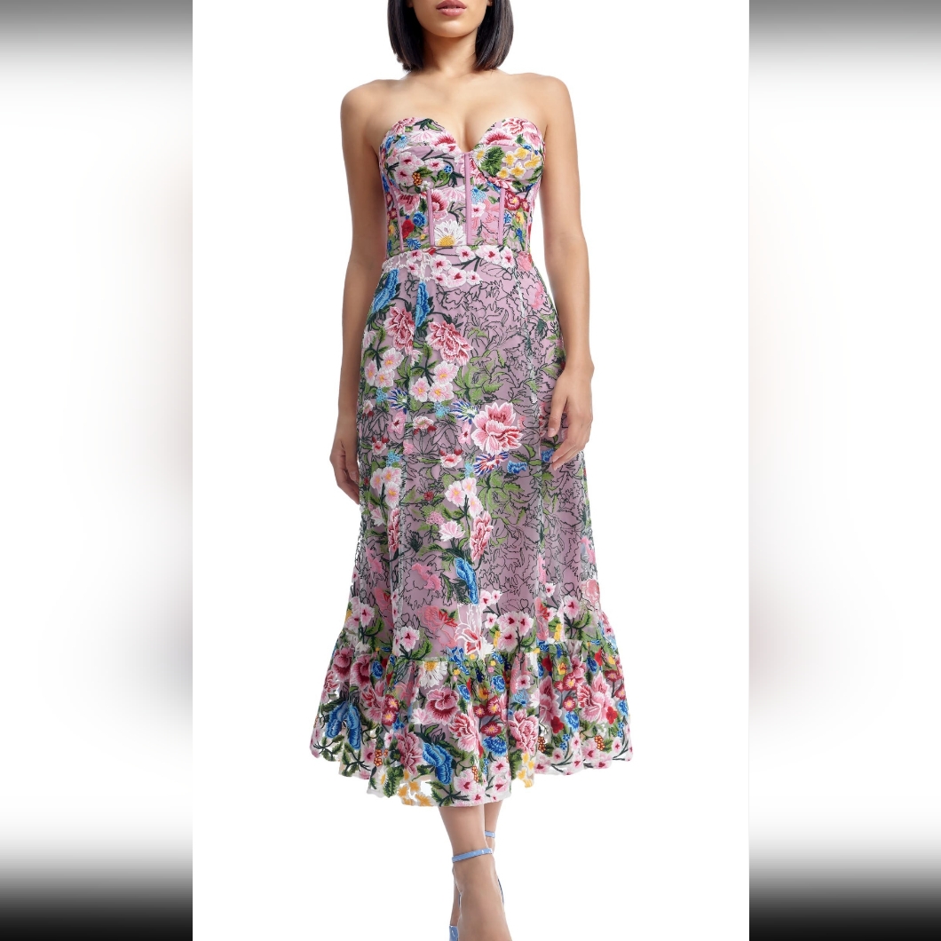Dress The Population Carina Floral Emboridered Nwot